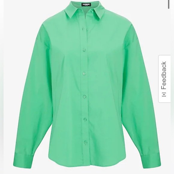 Express Poplin Boyfriend Portofino Shirt in Bright Kelly Green - Picture 2 of 4